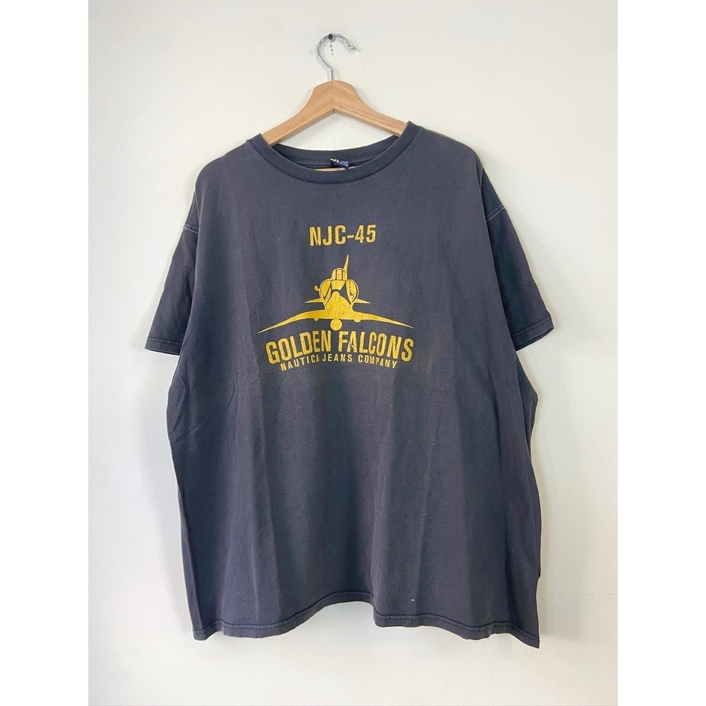 Vintage Nautica Jeans Golden Falcons Squadron Plane Graphic Tee Shirt -‎ XXL